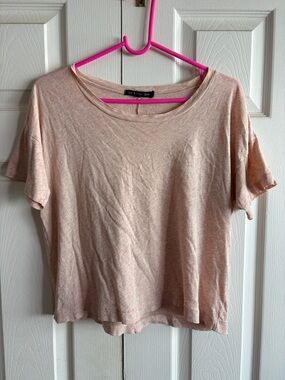 Rag & Bone Boxy Crop Short Sleeve Tee in Light Blush